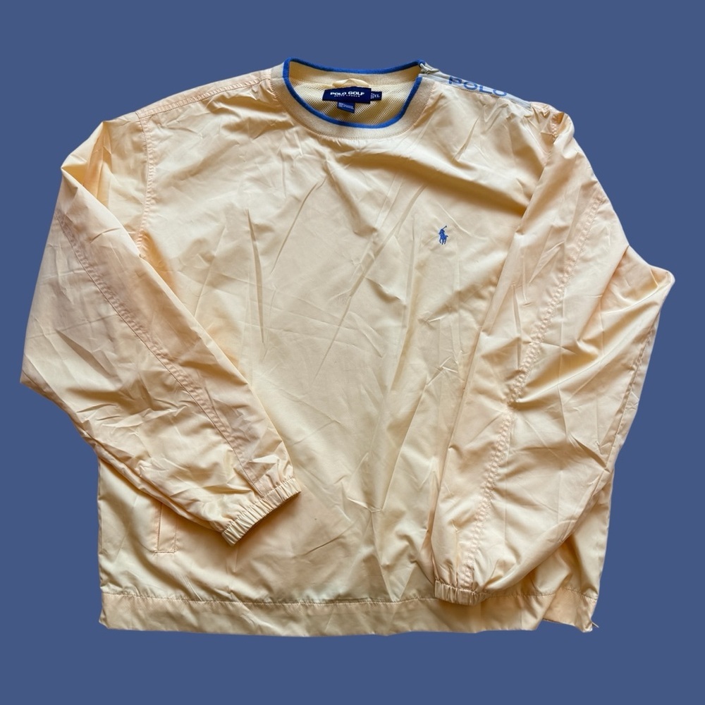 VTG! 90’s Polo Golf Ralph Lauren Windbreaker Jacket Mens 2XL Yellow 1/4 Zip Pony